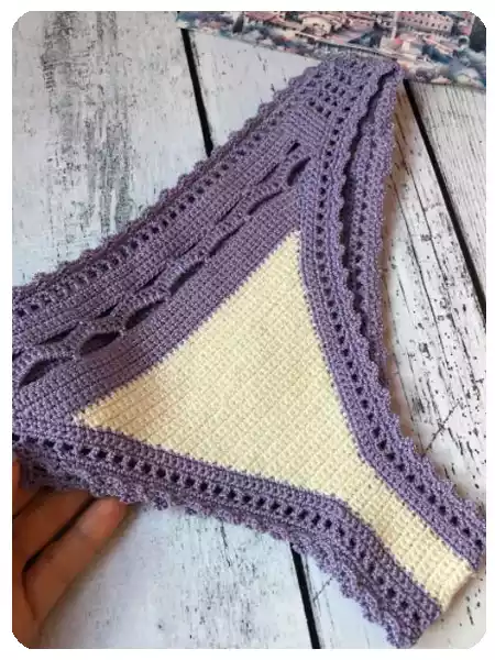 Patrón braguita bikini crochet Dos colores 1